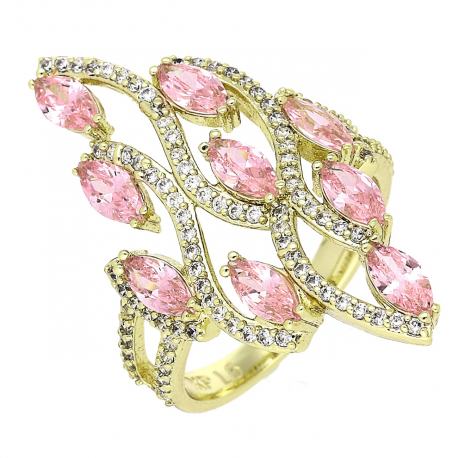 14K PIERŚCIONEK POZŁACANY 33 MM RÓŻOWA ELEGANCJA XUPING 88388