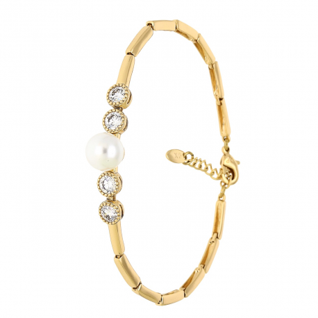 BRANSOLETKA POZŁACANA 17+3 CM 8 MM ELEGANCKA Z PERŁĄ XUPING 88438