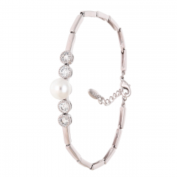 BRANSOLETKA PLATYNOWANA 17+3 CM 8 MM ELEGANCKA Z PERŁĄ XUPING 88439