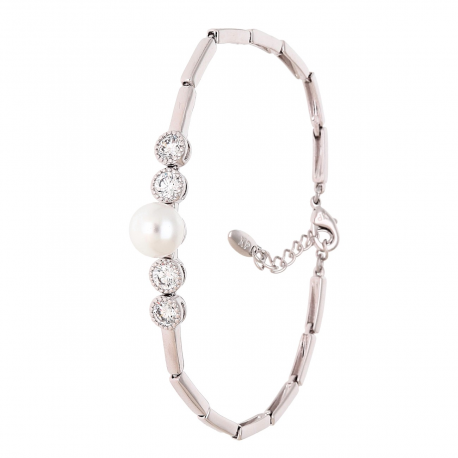 BRANSOLETKA PLATYNOWANA 17+3 CM 8 MM ELEGANCKA Z PERŁĄ XUPING 88439