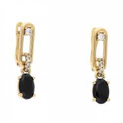 KOLCZYKI POZŁACANE 27/6 MM WISZĄCY CZARNY BRYLANT XUPING 88442