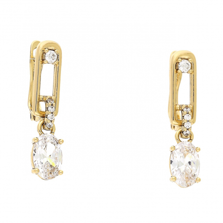 KOLCZYKI POZŁACANE 27/6 MM WISZĄCY BRYLANT XUPING 88443