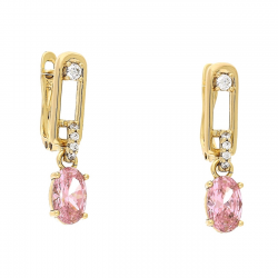 KOLCZYKI POZŁACANE 27/6 MM WISZĄCY RÓŻOWY BRYLANT XUPING 88448