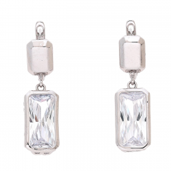 KOLCZYKI PLATYNOWANE 34/10 MM WISZĄCY DUŻY BRYLANT XUPING 88450