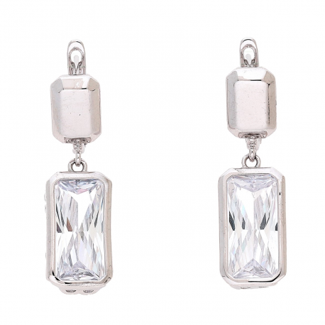 KOLCZYKI PLATYNOWANE 34/10 MM WISZĄCY DUŻY BRYLANT XUPING 88450