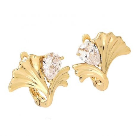 KOLCZYKI POZŁACANE 17/19 MM MIŁORZĄB Z BRYLANTEM XUPING 88460