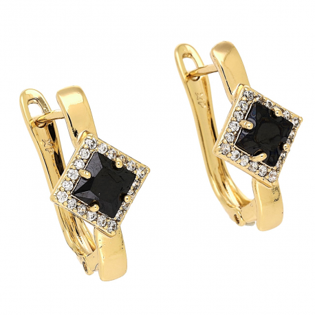 KOLCZYKI POZŁACANE 20/11 MM MARKIZA Z CZARNYM RADIANTEM XUPING 88461