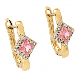 KOLCZYKI POZŁACANE 20/11 MM MARKIZA Z RÓŻOWYM RADIANTEM XUPING 88466