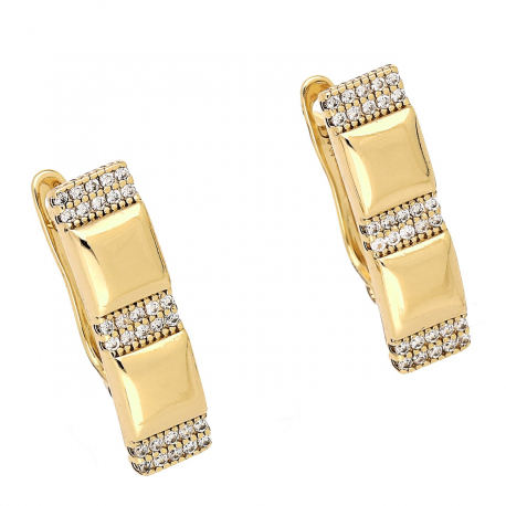 KOLCZYKI POZŁACANE 20/6 MM TRADYCYJNE Z BRYLANCIKAMI XUPING 88468