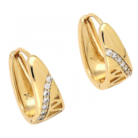 KOLCZYKI POZŁACANE 18/8 MM TRADYCYJNE Z BRYLANCIKAMI XUPING 88469