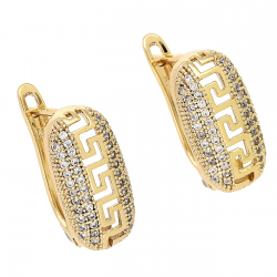 KOLCZYKI POZŁACANE 17/9 MM GRECKIE Z BRYLANCIKAMI XUPING 88470