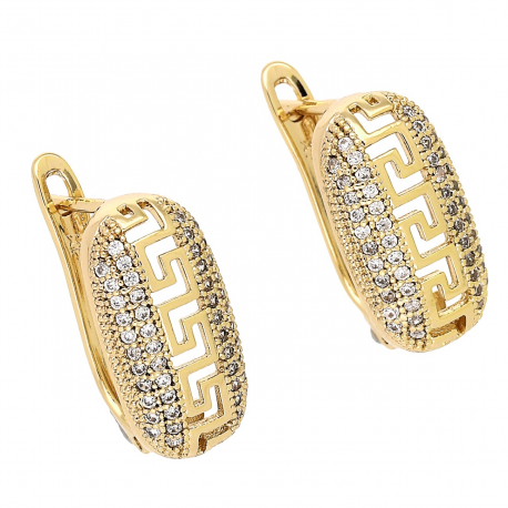 KOLCZYKI POZŁACANE 17/9 MM GRECKIE Z BRYLANCIKAMI XUPING 88470