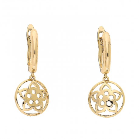 KOLCZYKI POZŁACANE 29/13 MM WISZĄCY KWIATOWY AŻUR XUPING 88474