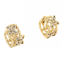 KOLCZYKI POZŁACANE 12/9 MM KÓŁECZKA BRYLANTOWE LILIE XUPING 88495