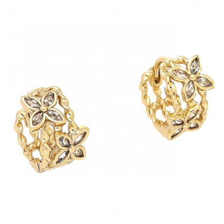 KOLCZYKI POZŁACANE 12/9 MM KÓŁECZKA BRYLANTOWE LILIE XUPING 88495