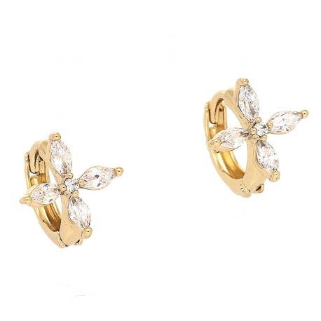 KOLCZYKI POZŁACANE 11/11 MM KÓŁECZKA BRYLANTOWE LILIE XUPING 88497