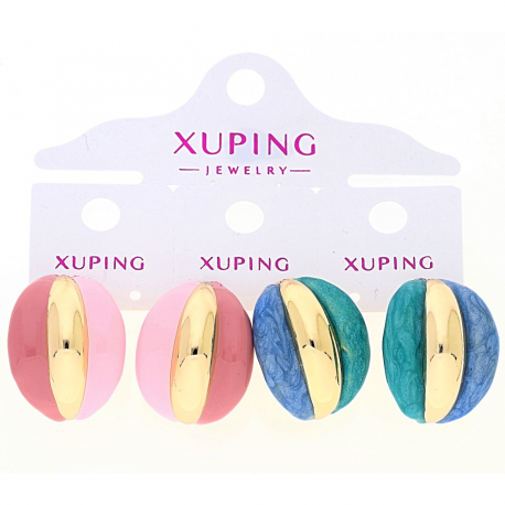 KOLCZYKI POZŁACANE 26/21 MM EMALIOWANE XUPING 88499