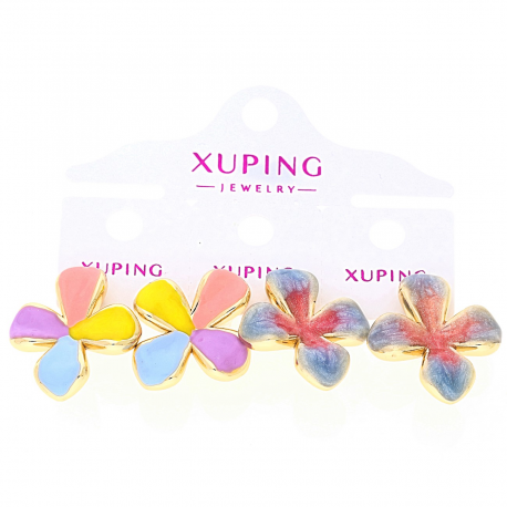 KOLCZYKI POZŁACANE 26/21 MM EMALIOWANE XUPING 88500