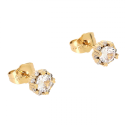 KOLCZYKI POZŁACANE 7 MM BRYLANT Z BRYLANCIKAMI XUPING 88502