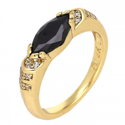 PIERŚCIONEK POZŁACANY 5 MM CZARNY BRYLANT XUPING 88519