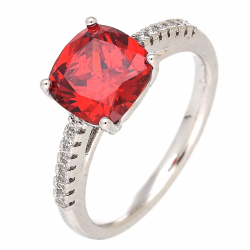 PIERŚCIONEK PLATYNOWANY 8 MM ELEGANCKI Z GRANATEM XUPING 88523