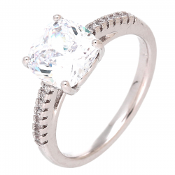 PIERŚCIONEK PLATYNOWANY 8 MM ELEGANCKI Z BRYLANTEM XUPING 88525