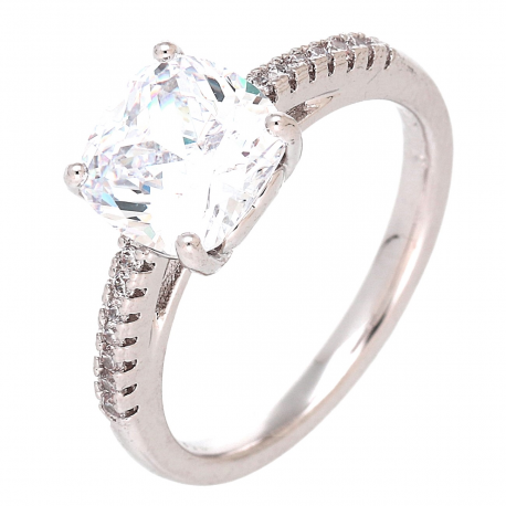 PIERŚCIONEK PLATYNOWANY 8 MM ELEGANCKI Z BRYLANTEM XUPING 88525