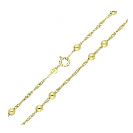 14K ŁAŃCUSZEK POZŁACANY 45 CM 4 MM SINGAPURKA KULKI XUPING 88587