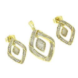 14K KOLCZYKI POZŁACANE 21/15 MM Z ZAWIESZKĄ 36/20 MM XUPING 88598