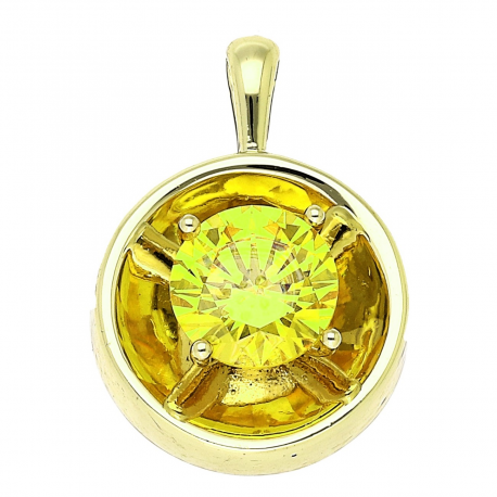 14K ZAWIESZKA POZŁACANA 22/15 MM CYTRYN W ZŁOTYM KRĘGU XUPING 88605