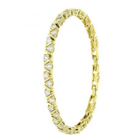 14K BRANSOLETKA POZŁACANA 19-17 CM 5 MM BRYLANTOWA XUPING 88640