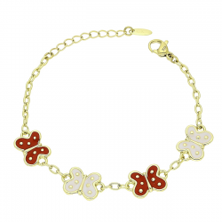 14K BRANSOLETKA POZŁACANA 14+3 CM 10 MM MOTYLKI DLA DZIEWCZYNKI XUPING 88645