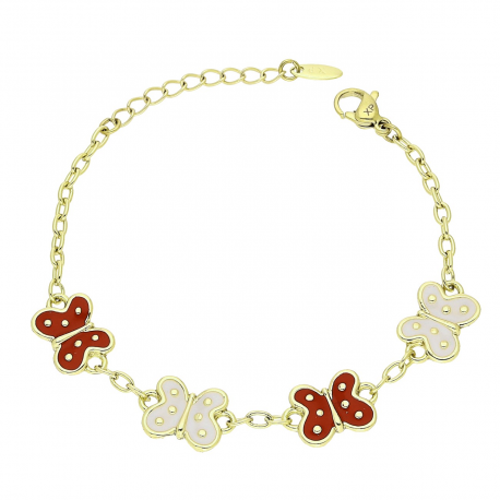 14K BRANSOLETKA POZŁACANA 14+3 CM 10 MM MOTYLKI DLA DZIEWCZYNKI XUPING 88645