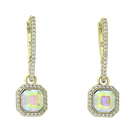 14K KOLCZYKI POZŁACANE 37/12 MM AB CRYSTAL XUPING 88652