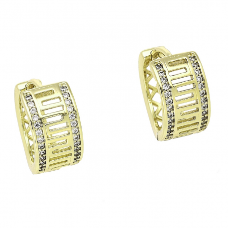 14K KOLCZYKI POZŁACANE 14/8 MM KÓŁKA Z BRYLANTAMI XUPING 88654