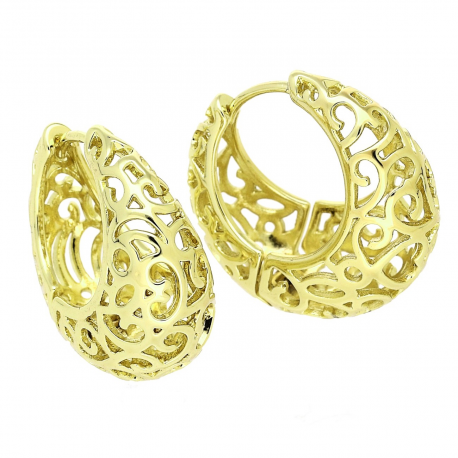 14K KOLCZYKI POZŁACANE 21/10 MM TRADYCYJNE AŻUROWE XUPING 88657