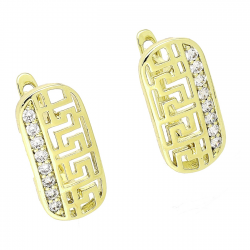 14K KOLCZYKI POZŁACANE 19/9 MM GRECKIE Z BRYLANTAMI XUPING 88664