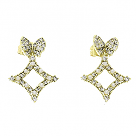 14K KOLCZYKI POZŁACANE 24/17 MM PEREŁEK ELEGANCJA XUPING 88667