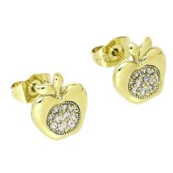 14K KOLCZYKI POZŁACANE 13/12 MM BRYLANTOWE JABŁUSZKO XUPING 88670