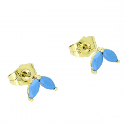 14K KOLCZYKI POZŁACANE 6/9 MM TURKUSOWY OGONEK XUPING 88671