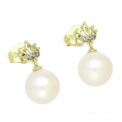 14K KOLCZYKI POZŁACANE 19/10 MM PERŁA W KORONIE XUPING 88672