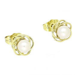 14K KOLCZYKI POZŁACANE 10 MM PERŁA W ZŁOTYM WIANUSZKU XUPING 88673