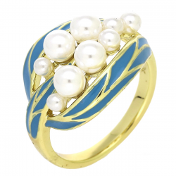 14K PIERŚCIONEK POZŁACANY 15 MM PEREŁ ELEGANCJA XUPING 88679