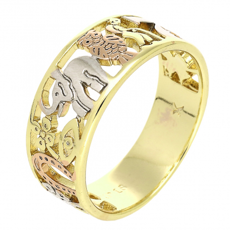14K PIERŚCIONEK ZŁOCONY 9 MM WSZYSTKIE DOBRE ZNAKI XUPING 88681