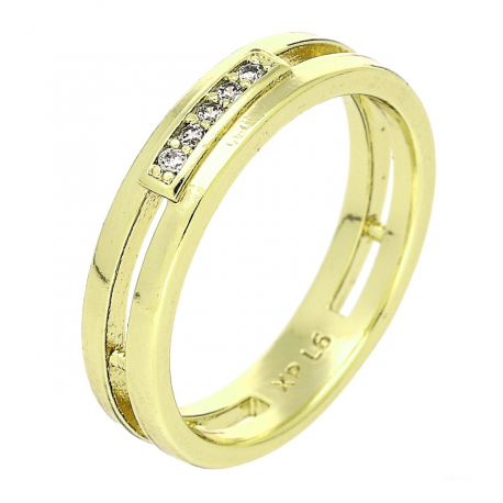 14K PIERŚCIONEK POZŁACANY 4 MM BRYLANTÓW PIĘĆ XUPING 88682