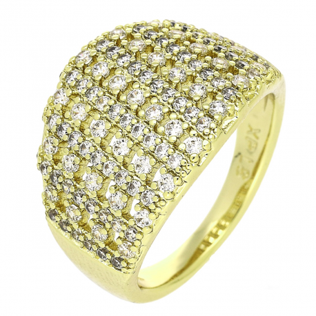 14K PIERŚCIONEK POZŁACANY 15 MM BRYLANTOWA ELEGANCJA XUPING 88684