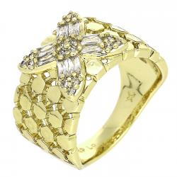 14K PIERŚCIONEK POZŁACANY 12 MM BRYLANTOWA LILIA XUPING 88685