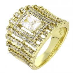 14K PIERŚCIONEK POZŁACANY 17 MM BRYLANTOWA ELEGANCJA XUPING 88686