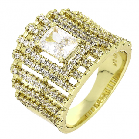14K PIERŚCIONEK POZŁACANY 17 MM BRYLANTOWA ELEGANCJA XUPING 88686
