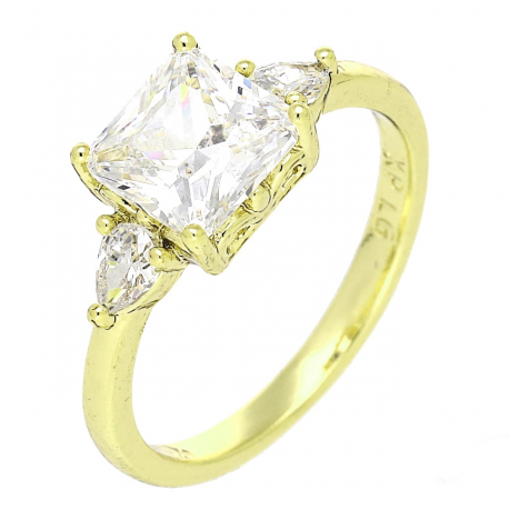 14K PIERŚCIONEK POZŁACANY 7 MM ELEGANCJA RADIANTU XUPING 88689